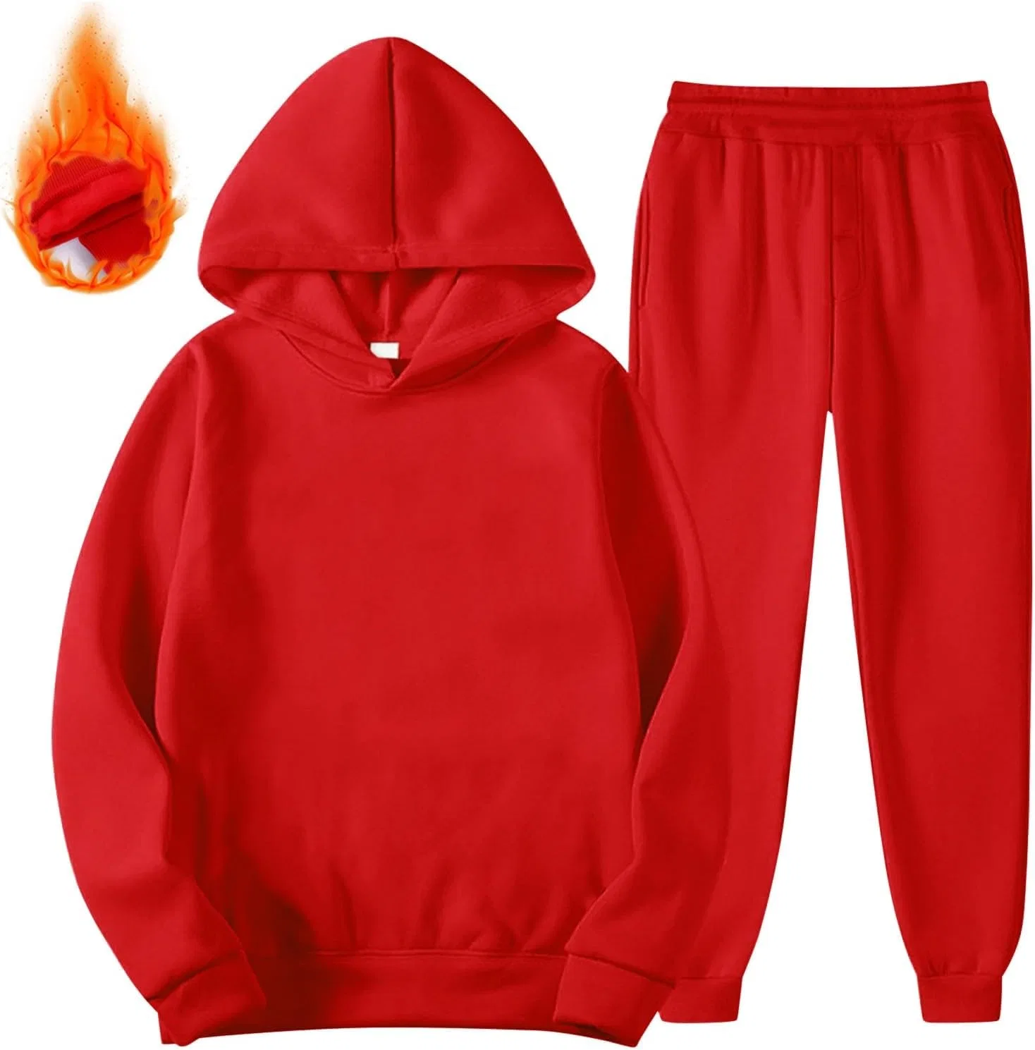 Детский спортивный костюм флисовый с капюшоном, 2 предмета, Red — фото 4