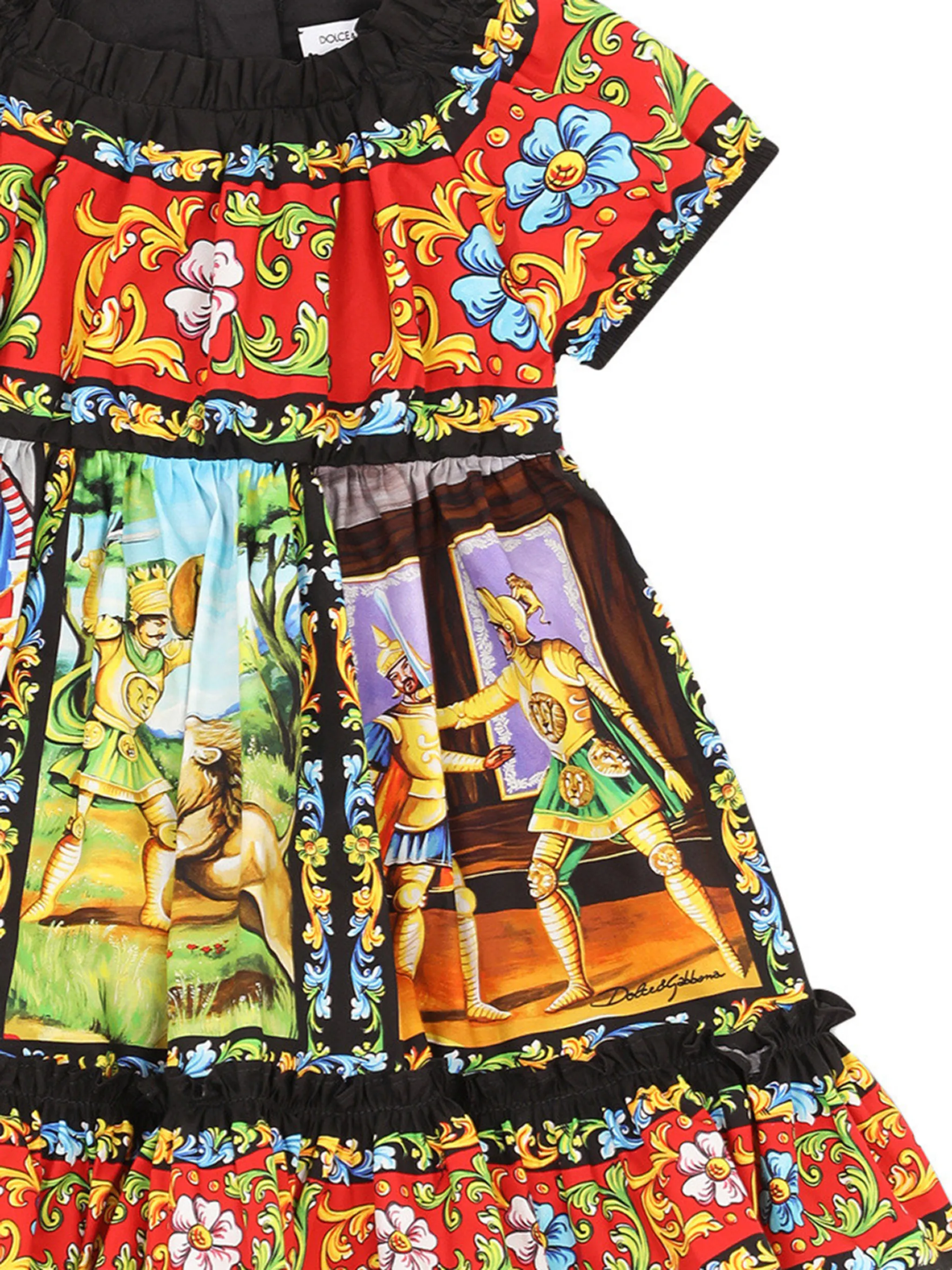 Платье с оборками и принтом Carretto Dolce & Gabbana Kids, красный — фото 4