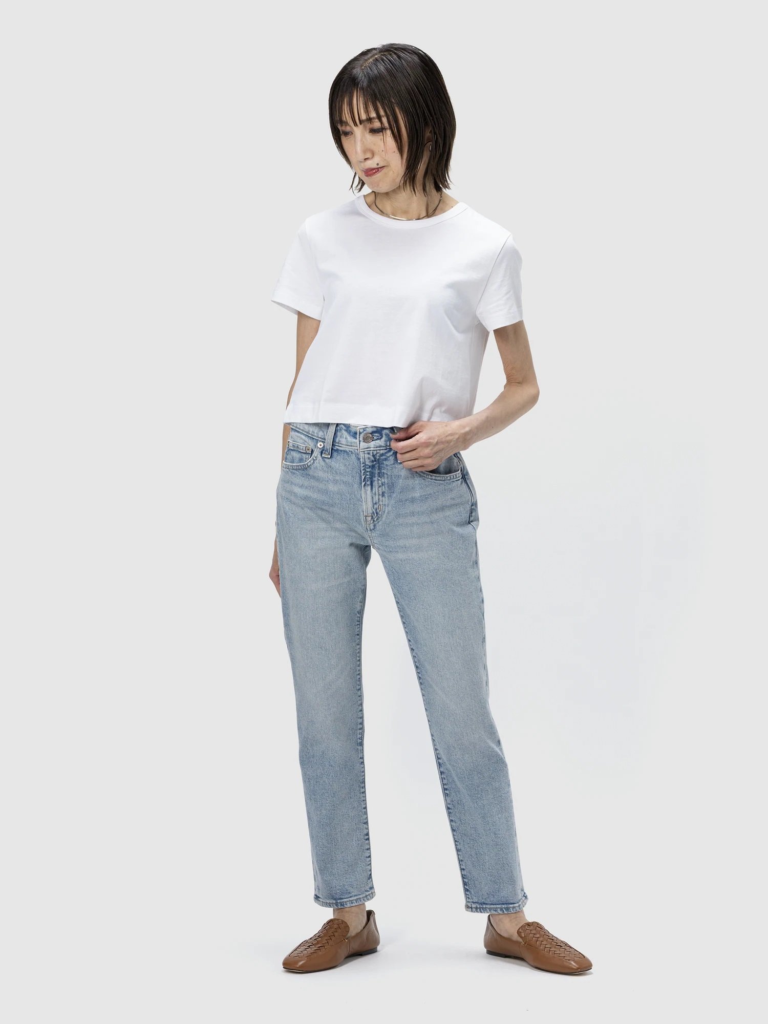(W) Джинсы-«подружки» со средней посадкой GAP, LIGHT_WASH