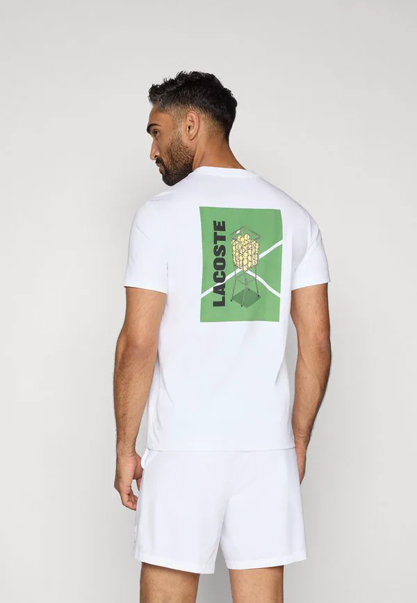 Футболка с графическим принтом, спортивная футболка в традиционном стиле. Lacoste Sport, White — фото 3