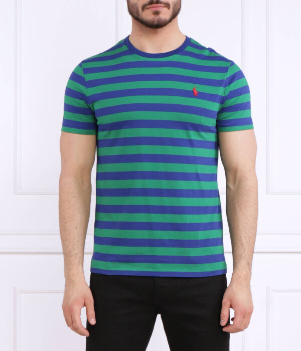 

Футболка мужская Polo Ralph Lauren хлопковая в полоску, сине-зеленый