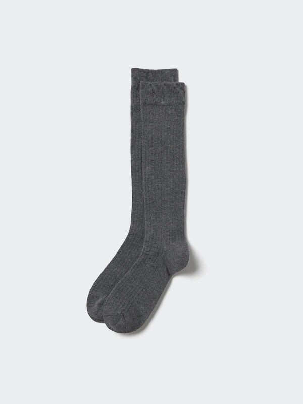 

Носки до колен широкие в рубчик Uniqlo, серый