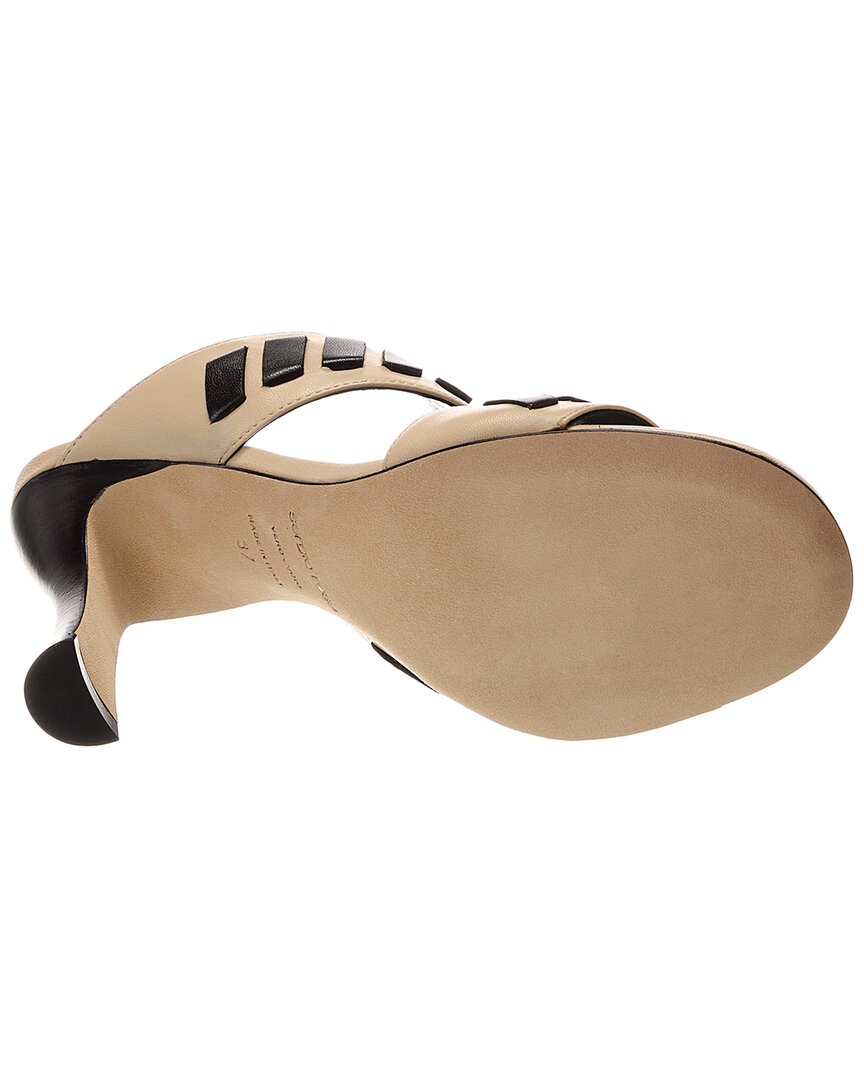 Sergio Rossi SR Tideup Leather Sandal, бежевый — фото 4