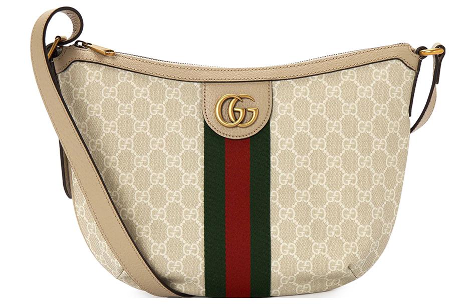 

GUCCI Сумка кроссбоди Ophidia из смесового хлопка и льна с кожаными вставками