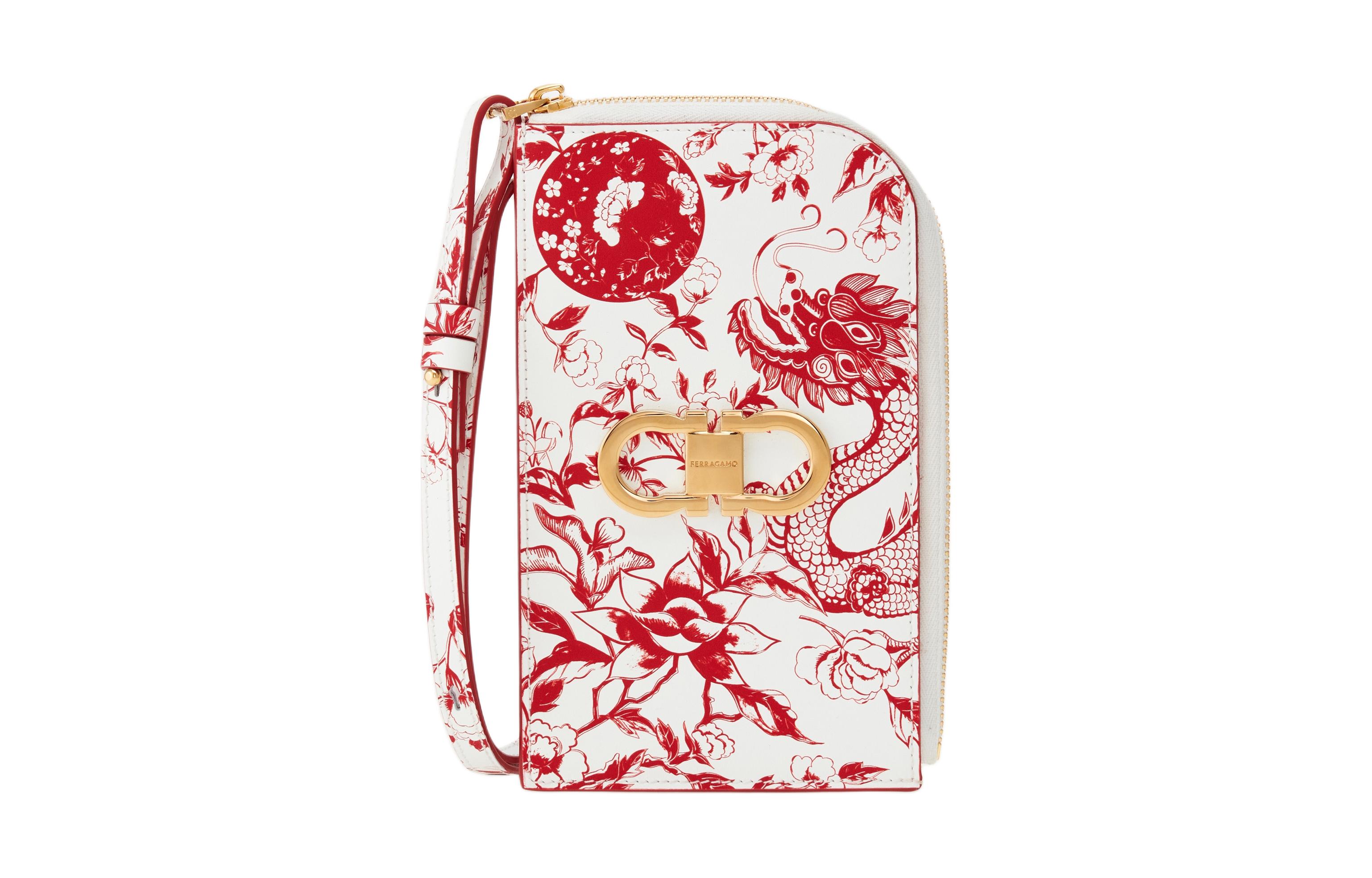 

Ferragamo GANCINI Чехол для мобильного телефона из коровьей кожи, сумка через плечо, кроссбоди, кошелек, женский, белый и красный