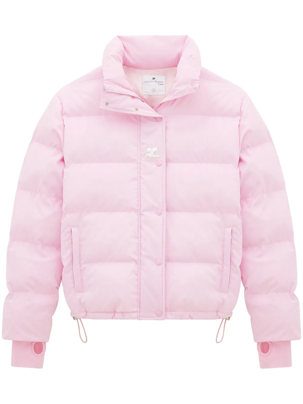 

Пуховик с кулиской и вышитым логотипом Courrèges, розовый