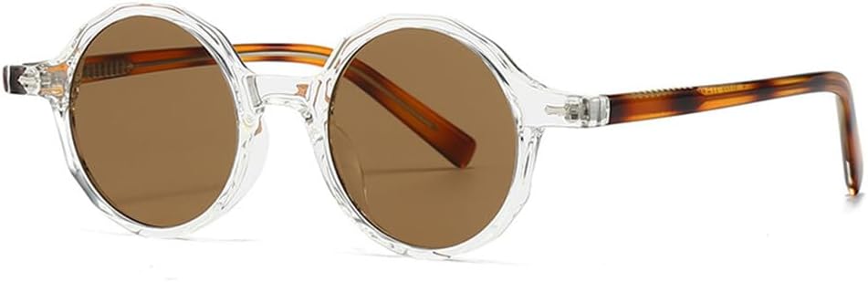 

Круглые солнцезащитные очки для женщин, градиентные, с защитой от УФ-излучения UV400, для мужчин, в стиле панк, для занятий спортом на открытом воздухе и верховой езды UYPTK, C3 Transparent Tea