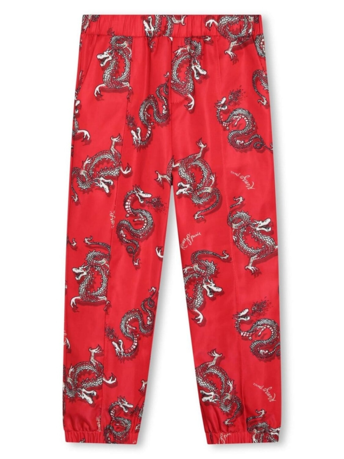 

Kenzo Kids прямые брюки с принтом, красный