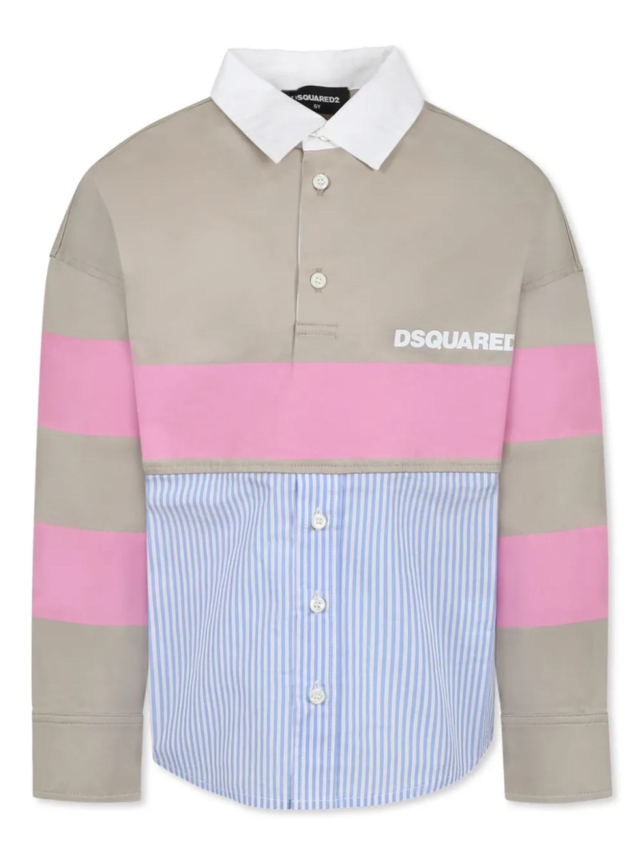 

Рубашка-поло DSQUARED2 KIDS с цветными блоками, коричневый