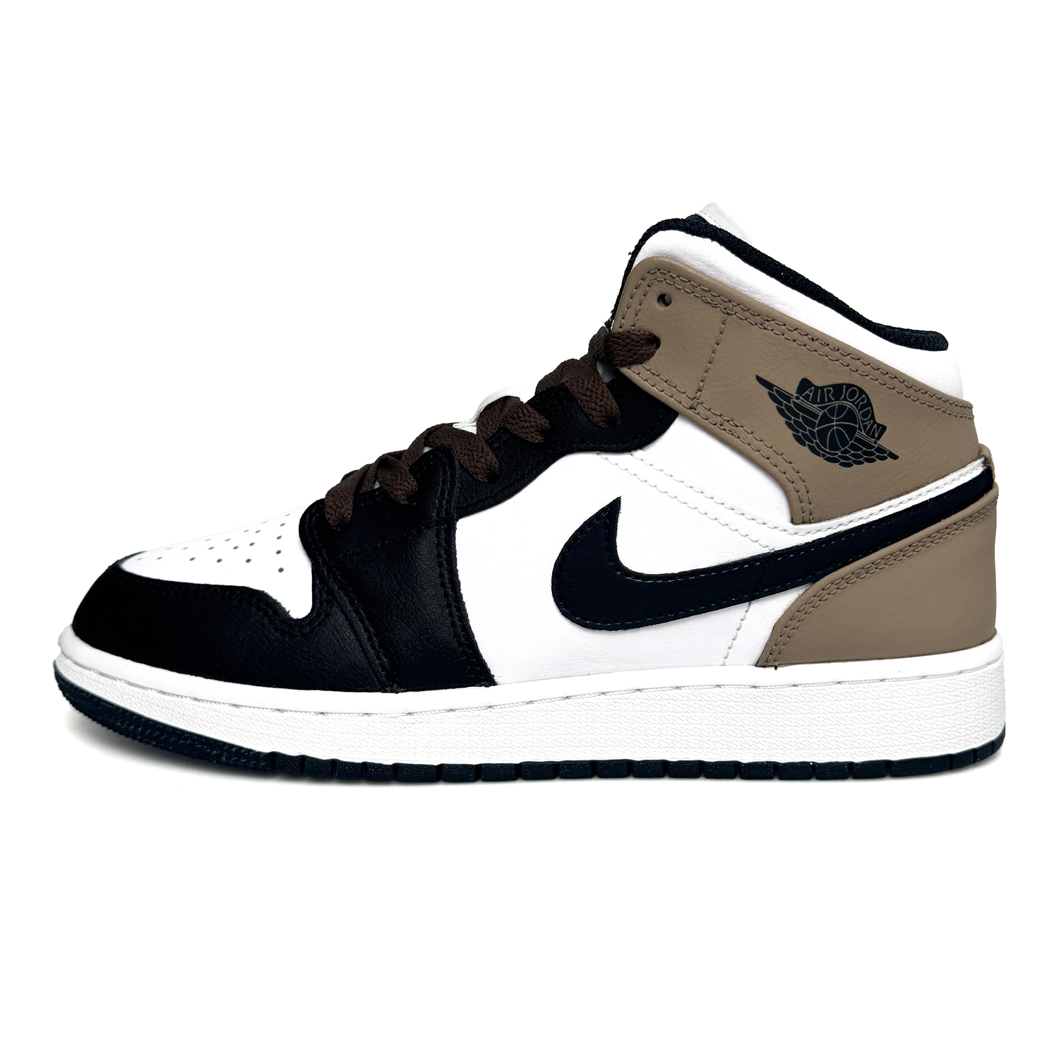 

Детские баскетбольные кроссовки AJ1 Cushioning High-Top бело-коричневые для подростков Jordan