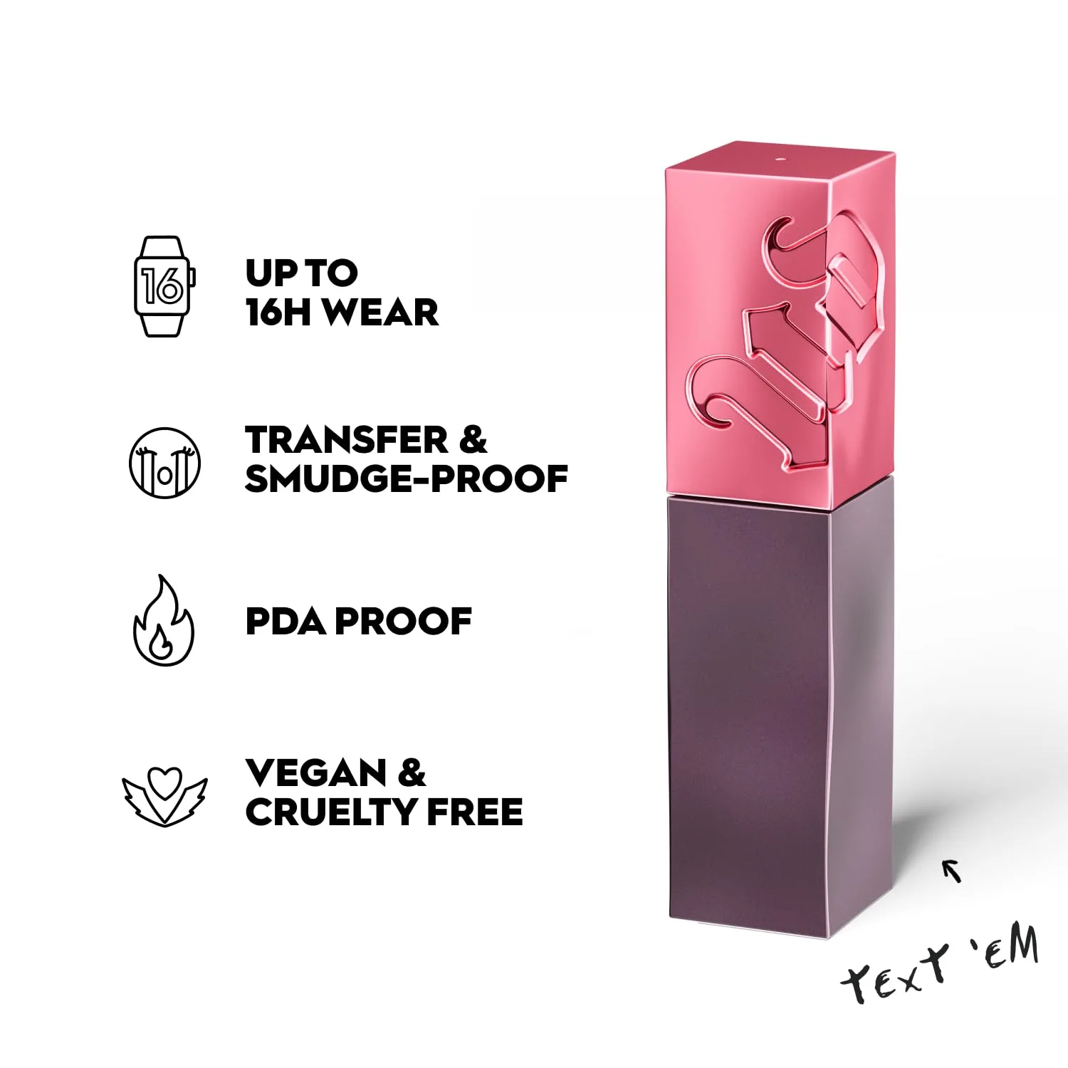 Urban Decay Vice Lip Bond Glossy Longwear жидкая помада, стойкая до 16 часов, увлажняющая, мгновенный блеск, Vegan, Cruelty-free - 4,1 мл, Text 'Em (nude pink) — фото 3