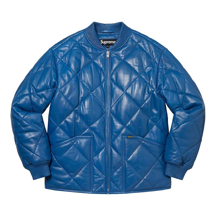 

Куртка Supreme Quilted Leather Work Jacket 'Royal', синий