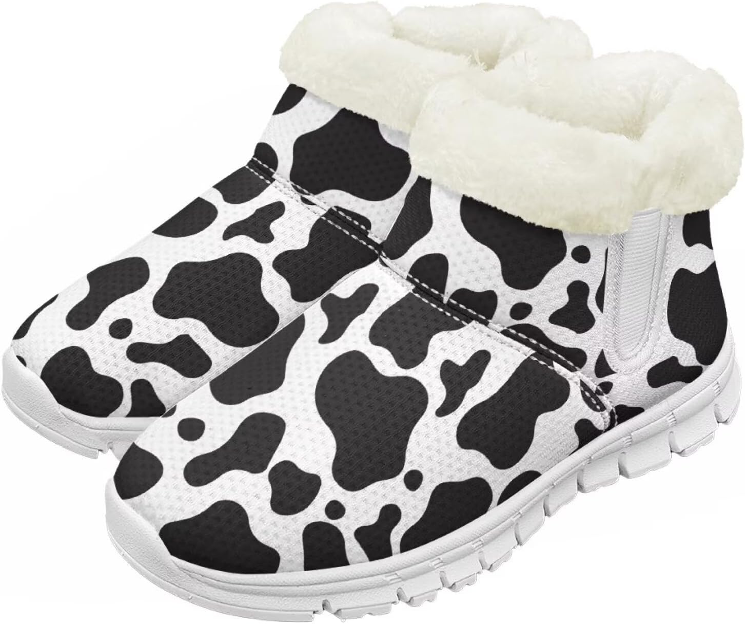 

Pzuqiu Детские зимние сапоги с теплым мехом, милый принт для мальчиков и девочек, малышей/детей/старших детей для прогулок на улице, белая подошва