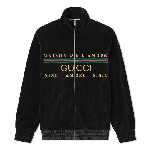 

Куртка chenille embroidered zip up black jacket Gucci, черный