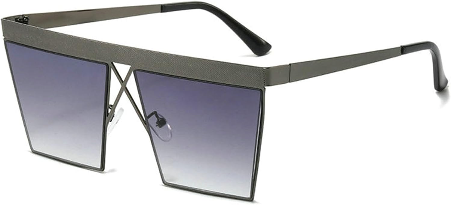 

Модные квадратные солнцезащитные очки с плоской верхней частью для мужчин и женщин, дизайнерские, с большим защитным экраном и защитой от УФ-излучения, трендовые серебристые солнцезащитные очки helena, C5