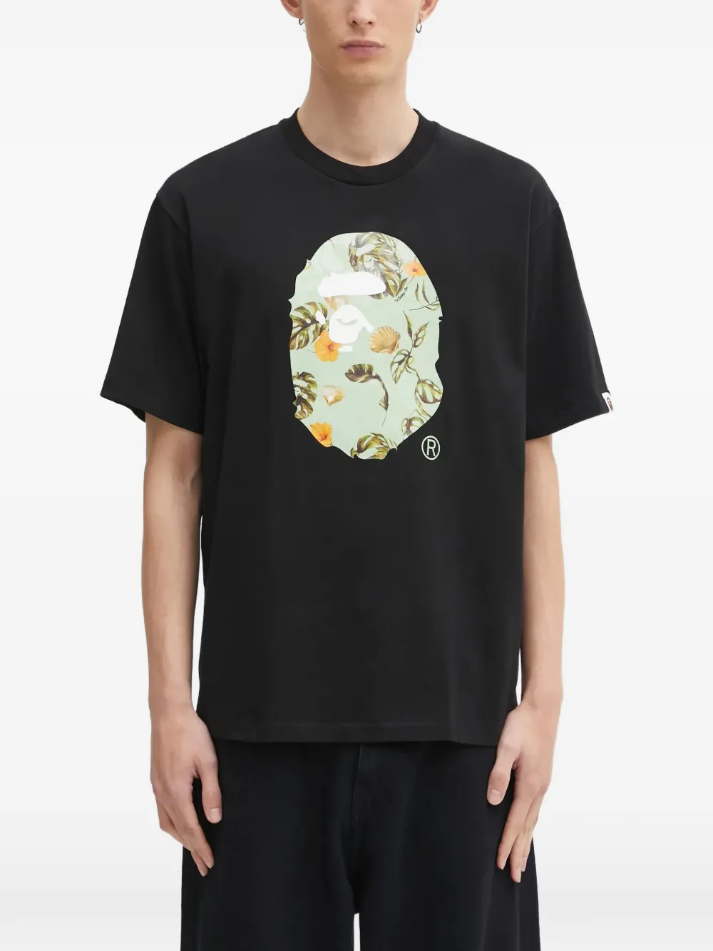 

Футболка с узором ape head vacation A BATHING APE, черный