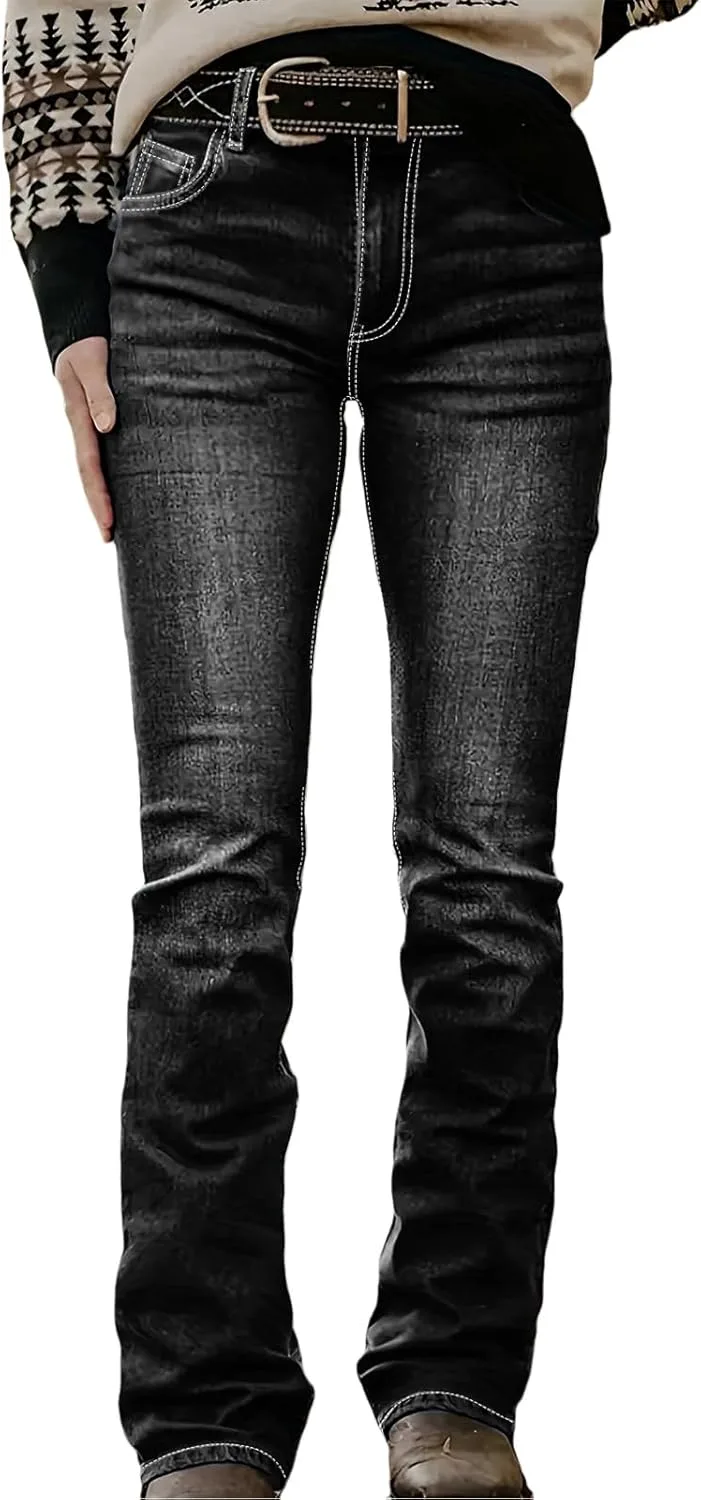 

Плюс сайз буткат джинсы для женщин с растягивающимся поясом Cuyulitcik