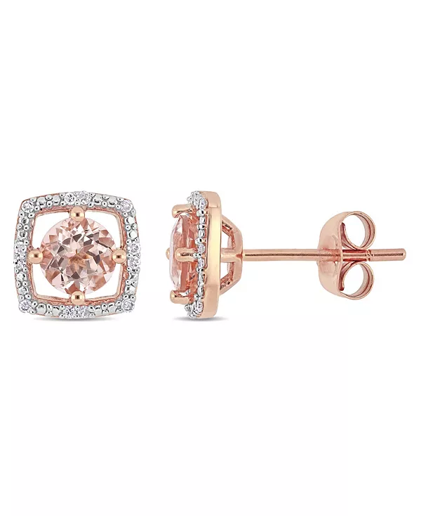 

Квадратные серьги-гвоздики с морганитом (1 карат tw) и бриллиантами (1/20 карата tw) из 10-каратного розового золота Macy'S, morganite