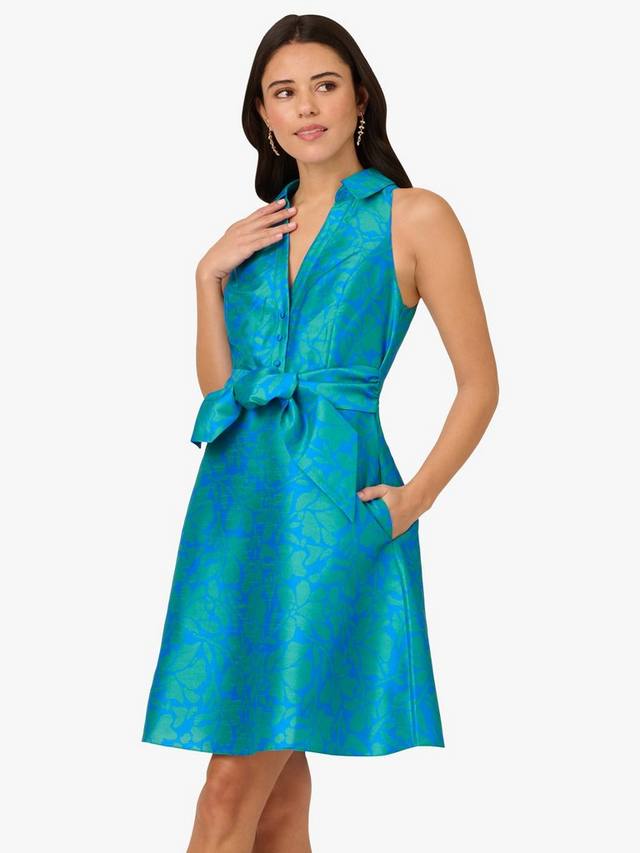 

Цветочное платье с запахом и коротким рукавом Adrianna Papell, Blue/Green