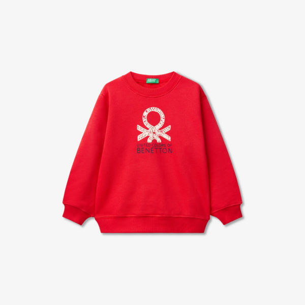 

Свитшот Benetton из хлопкового джерси с принтом логотипа от 1,5 до 6 лет, красный