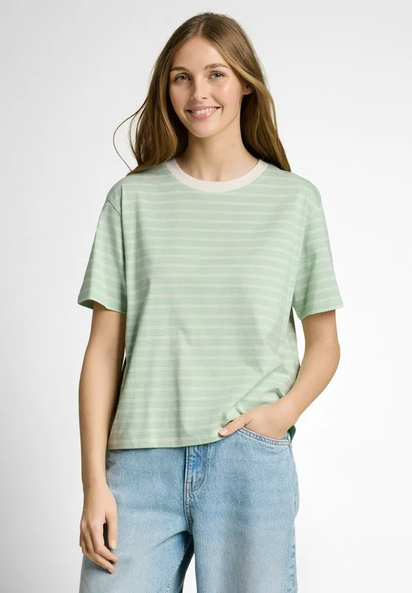 

Футболка свободного кроя с принтом Tom Tailor Denim, Matcha Green Irregular Stripe, Зеленый, Футболка свободного кроя с принтом Tom Tailor Denim, Matcha Green Irregular Stripe