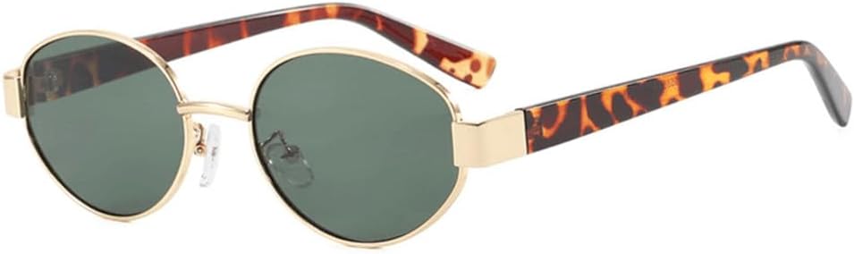 

Женские овальные солнцезащитные очки в металлической оправе, модные очки с защитой от УФ-излучения UV400, винтажные круглые солнцезащитные очки для женщин KTUCN, Golden Green