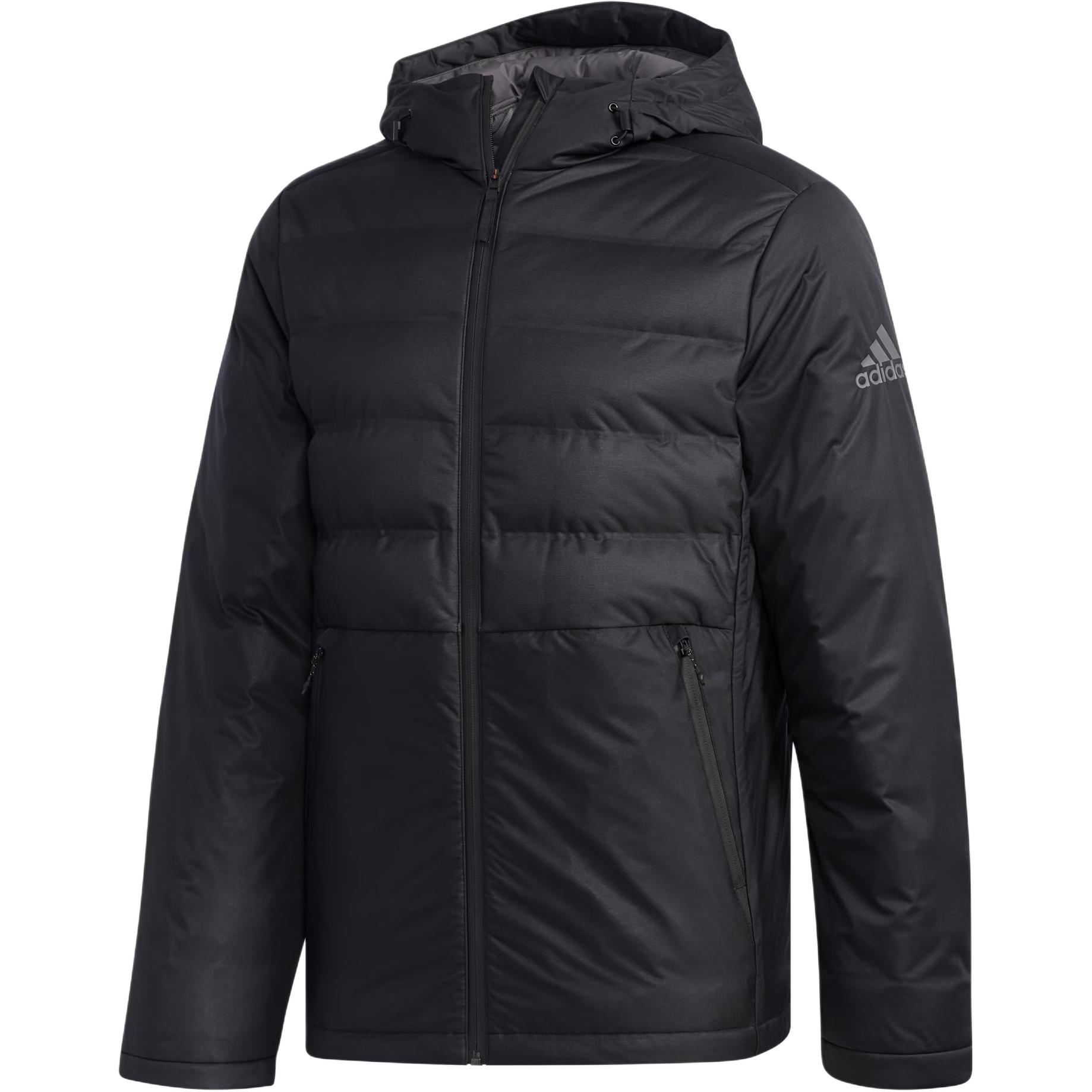 Adidas Мужская пуховая куртка, черные, с капюшоном, средней плотности, другие — фото 2