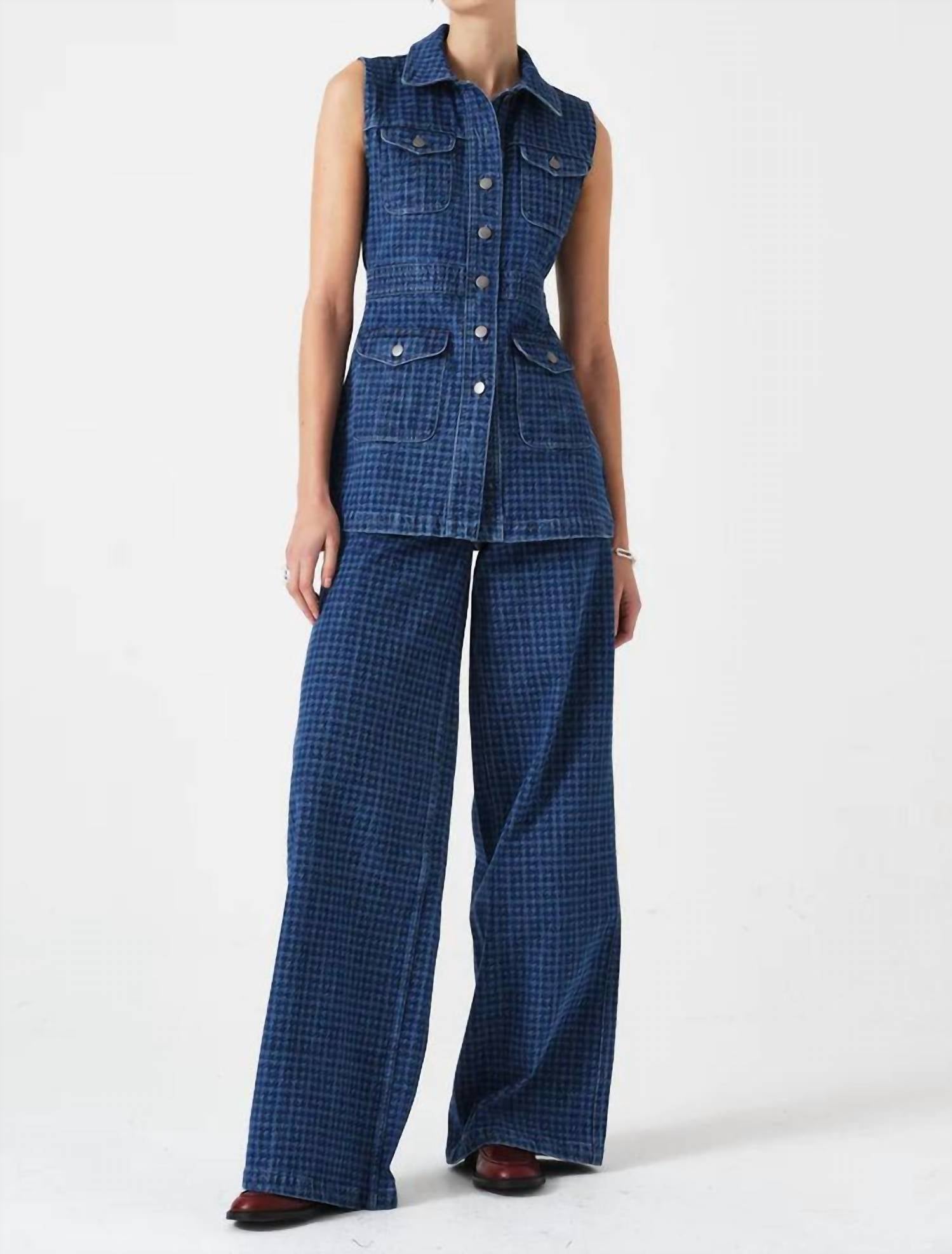 

Жилет без рукавов Ani на пуговицах спереди, в клетку «гусиная лапка» Seventy + Mochi, houndstooth