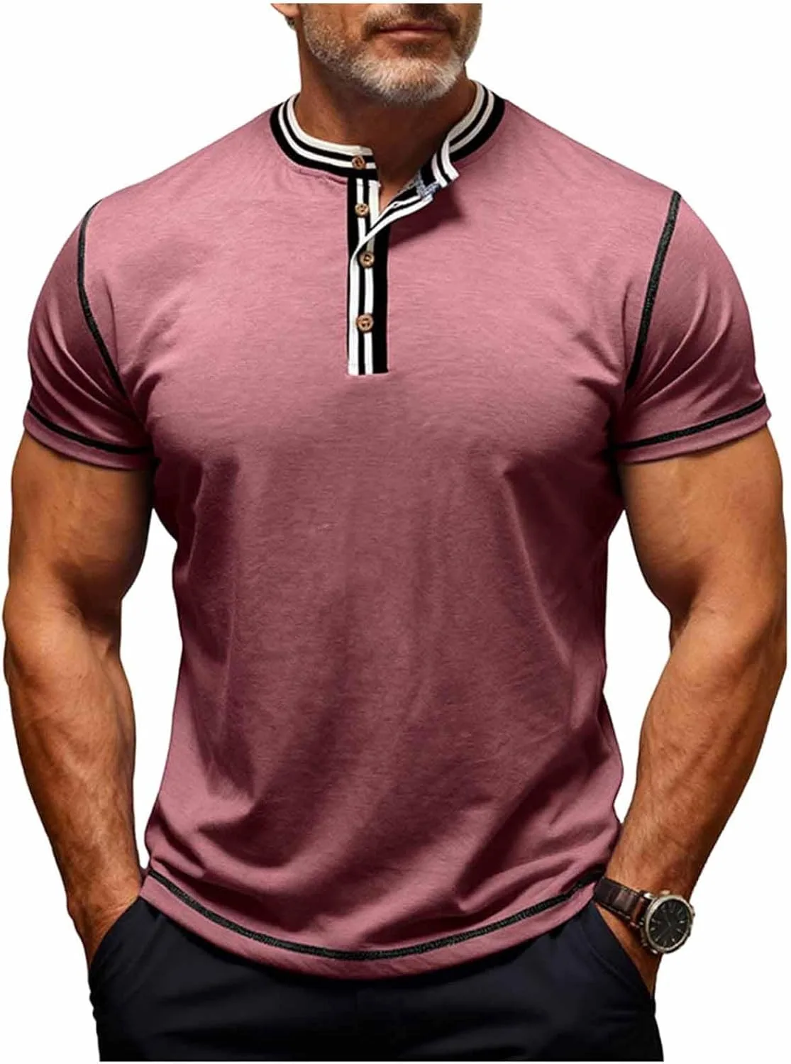 Мужская футболка-поло с коротким рукавом и контрастной отделкой Slim Fit — фото 2