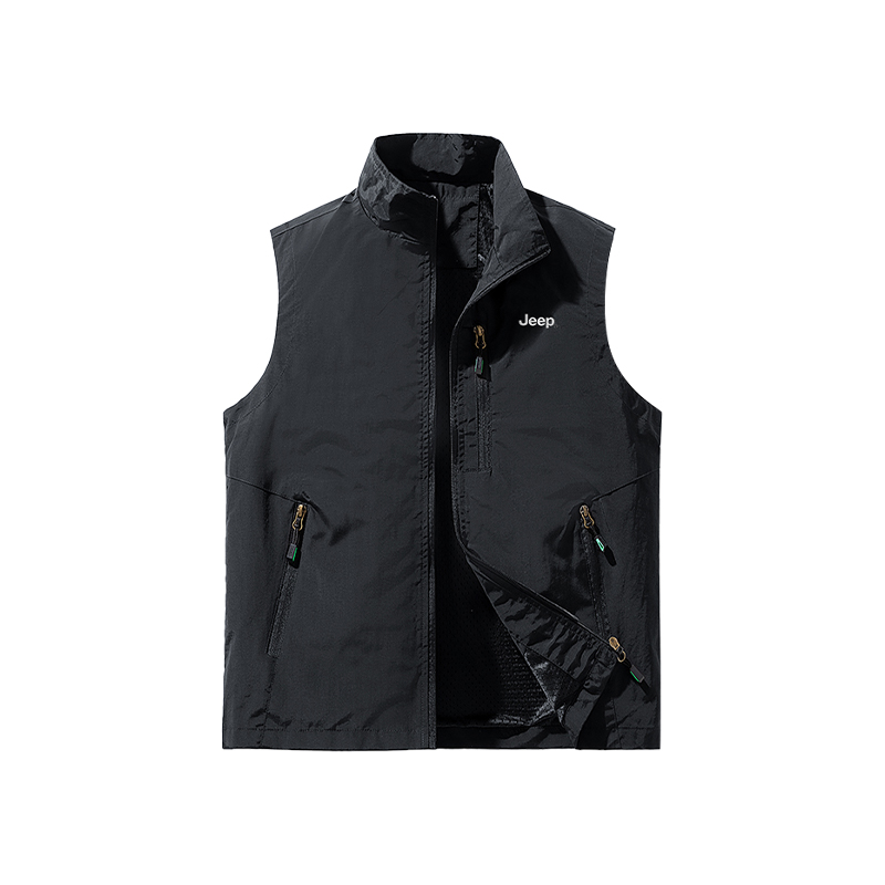 

Жилет Unisex Stand Collar тонкий рабочий Jeep, черный (basic)