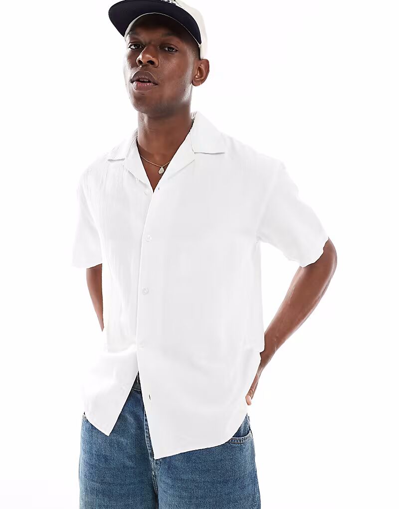 

Рубашка Jack & Jones из смеси льна и вышивки белого цвета
