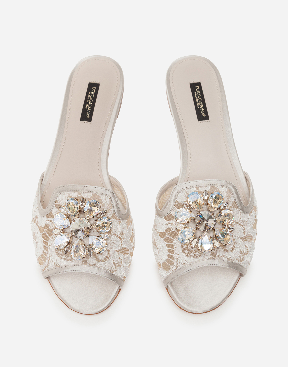 Тапочки из кружева с кристаллами Dolce & Gabbana, лед — фото 4