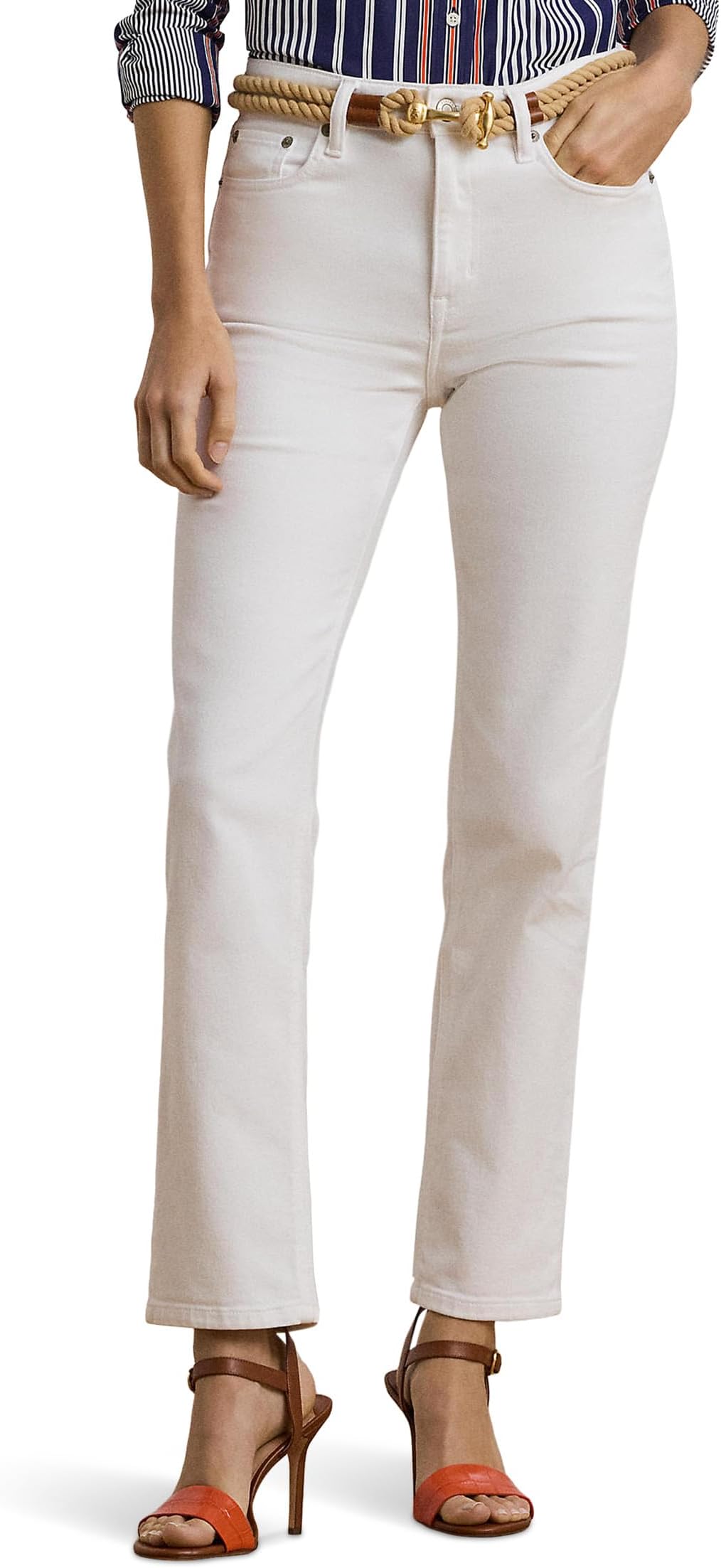 

Джинсы Lauren Ralph Lauren High-Rise Straight Ankle Jeans, White Wash