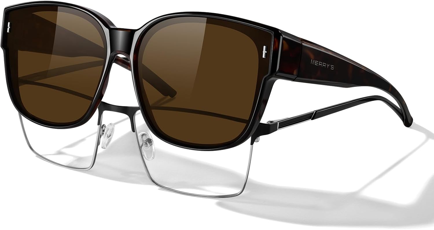 

Солнцезащитные очки MERRY'S Trendy Fit Over Polarized Sunglasses для мужчин и женщин, квадратной формы, с защитой UV400, модель S6062, Leopard Frame/Brown Polarized Lens