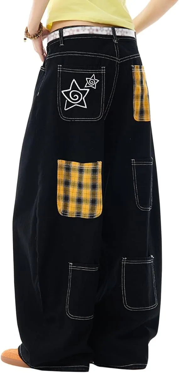 

Винтажные джинсы Y2K с высокой талией и широкими штанинами kakarin choyx