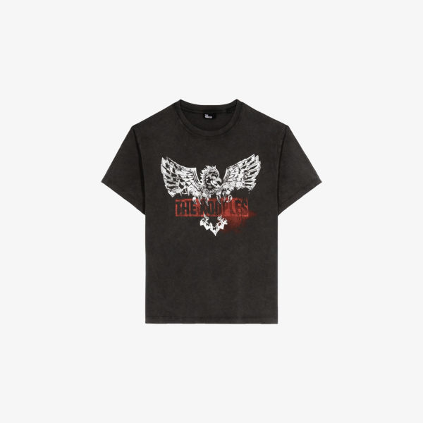 

Футболка хлопковая с коротким рукавом и графическим принтом The Kooples, черный