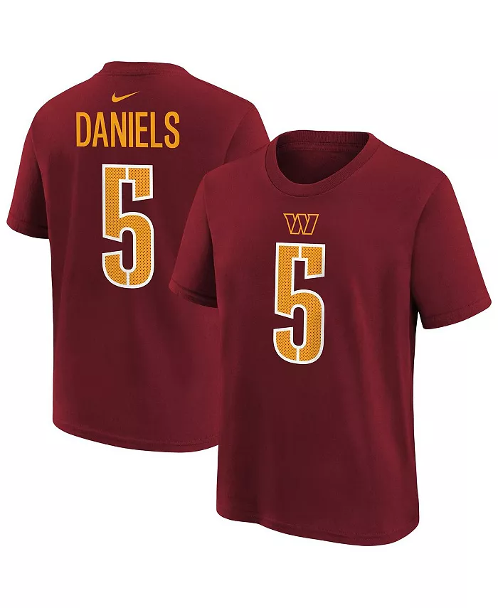 

Футболка для малышей Jayden Daniels бордовая с именем игрока и номером Washington Commanders Nike