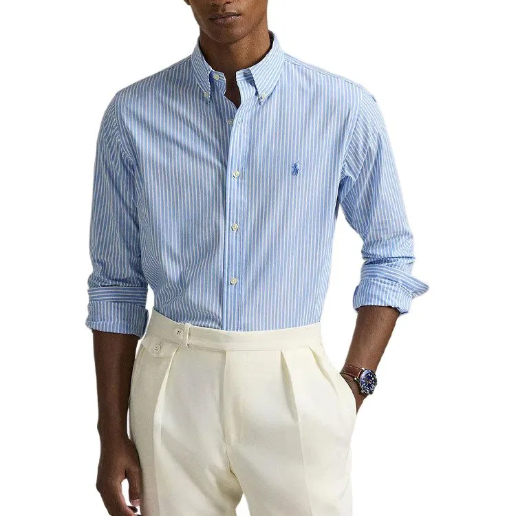 Поло с вышитым пони и полосками Polo Ralph Lauren, Blue