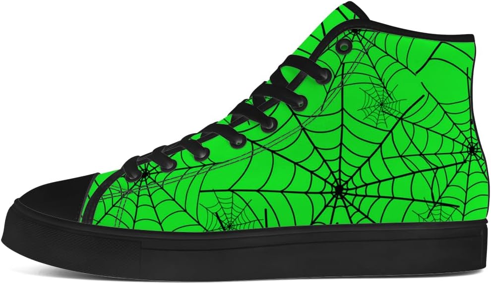 Кеды на высокой платформе chebing Spider Web из холщовой ткани для мужчин и женщин, высокие кроссовки на шнуровке, повседневная обувь, подарок для парня или девушки, зеленый — фото 3