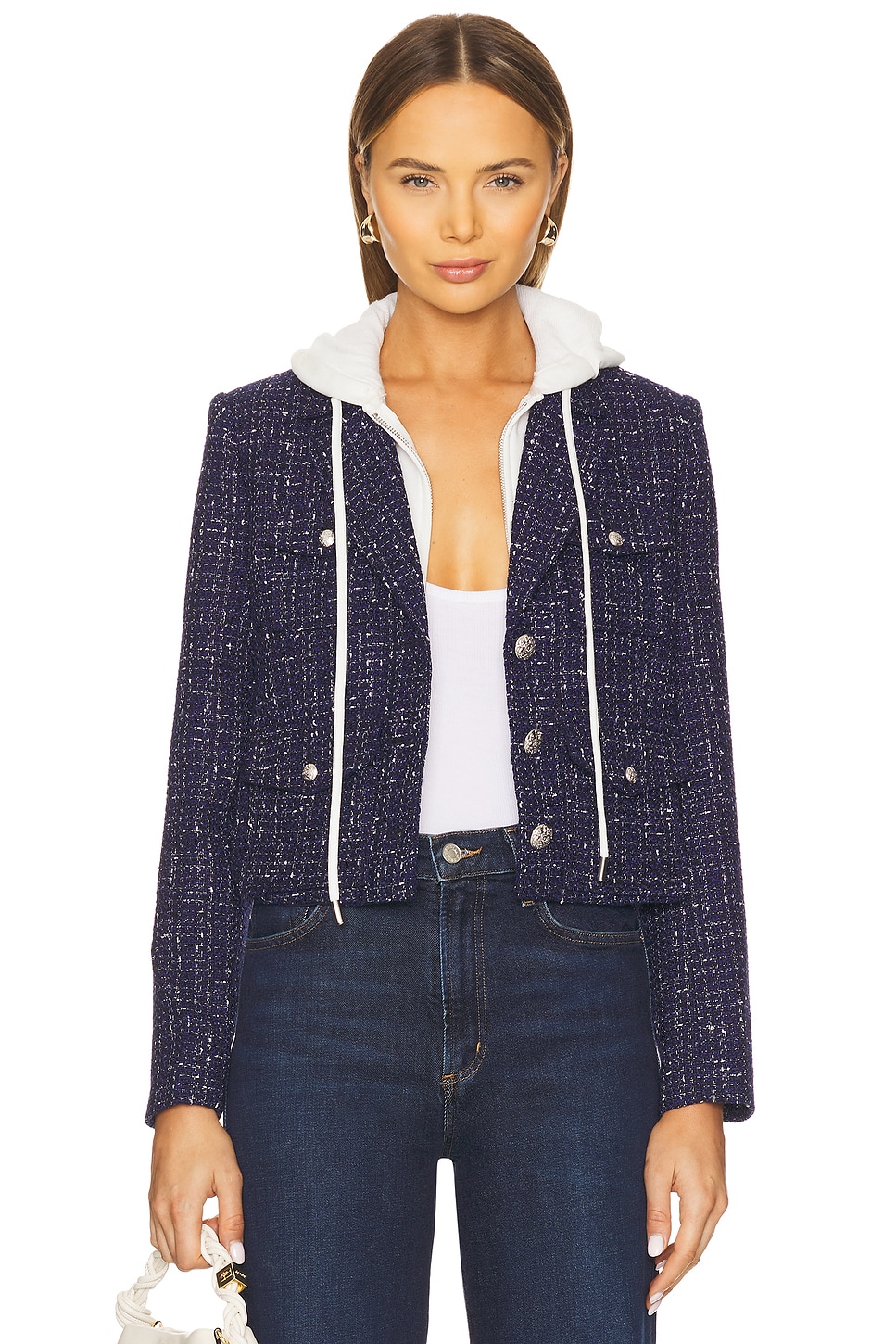 

Жакет-дики из твида с короткими рукавами Central Park West, navy multi