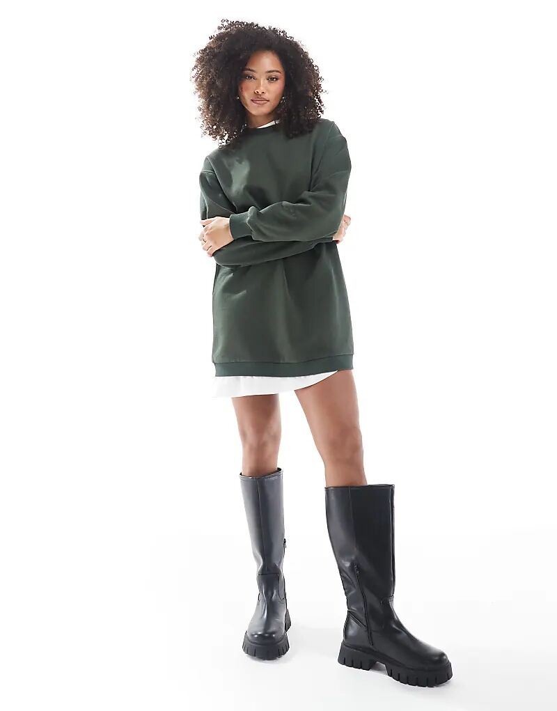 

Мини-платье 2 в 1 цвета хаки ASOS DESIGN