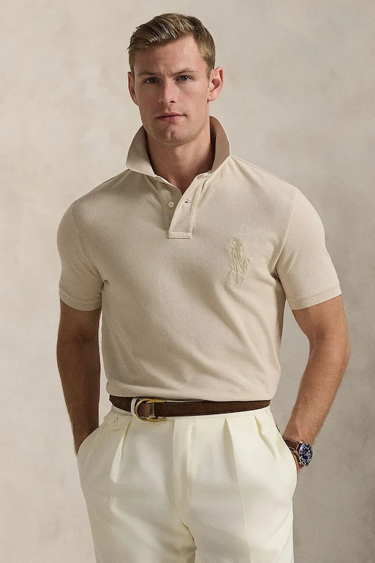 

Хлопковая поло Polo Ralph Lauren, серый