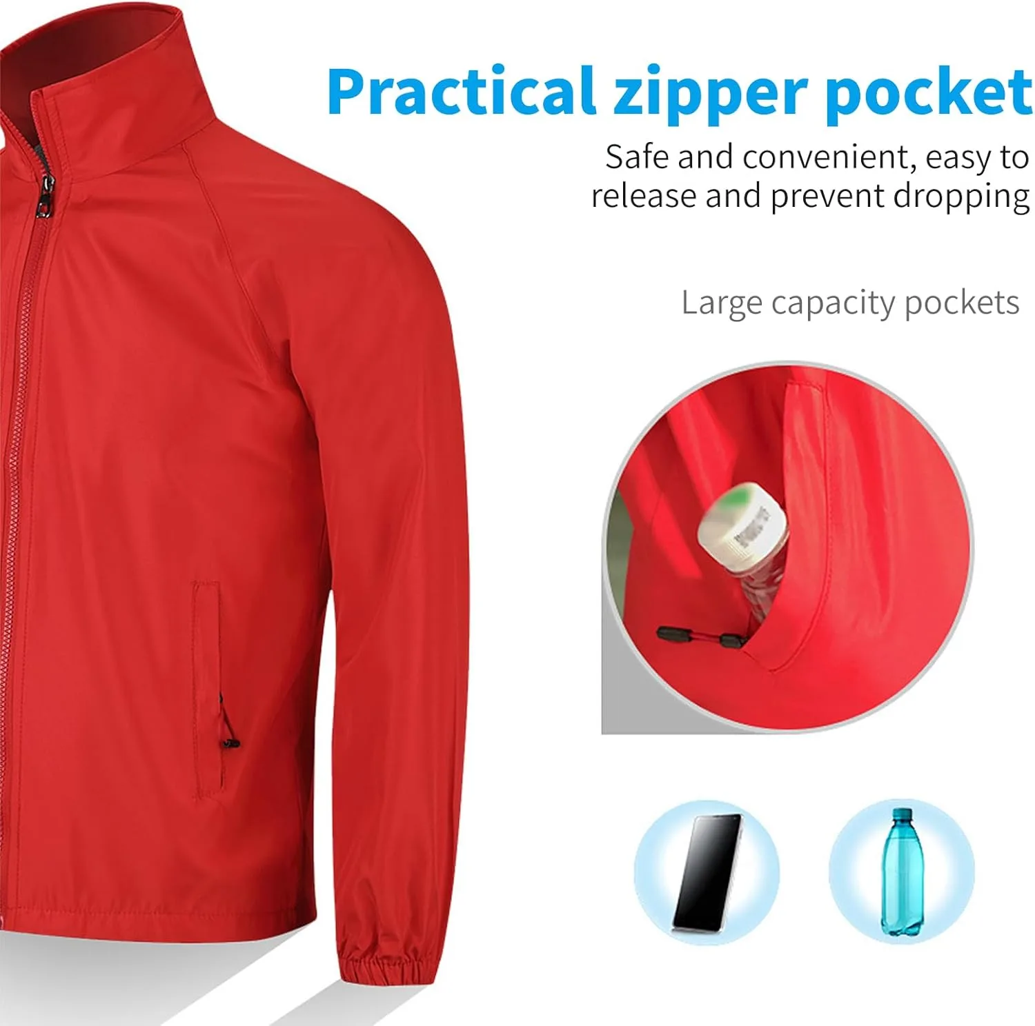 Мужская ветровка с логотипом и длинными рукавами, модель «Generic Custom Men Windbreaker Jacket», подходит для работы на открытом воздухе и в команде, черный — фото 3