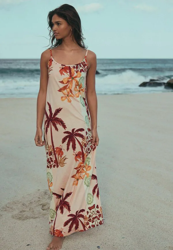 Платье из трикотажа с тонкими бретелями, облегающего фигуру. Next, Floral Palm Print