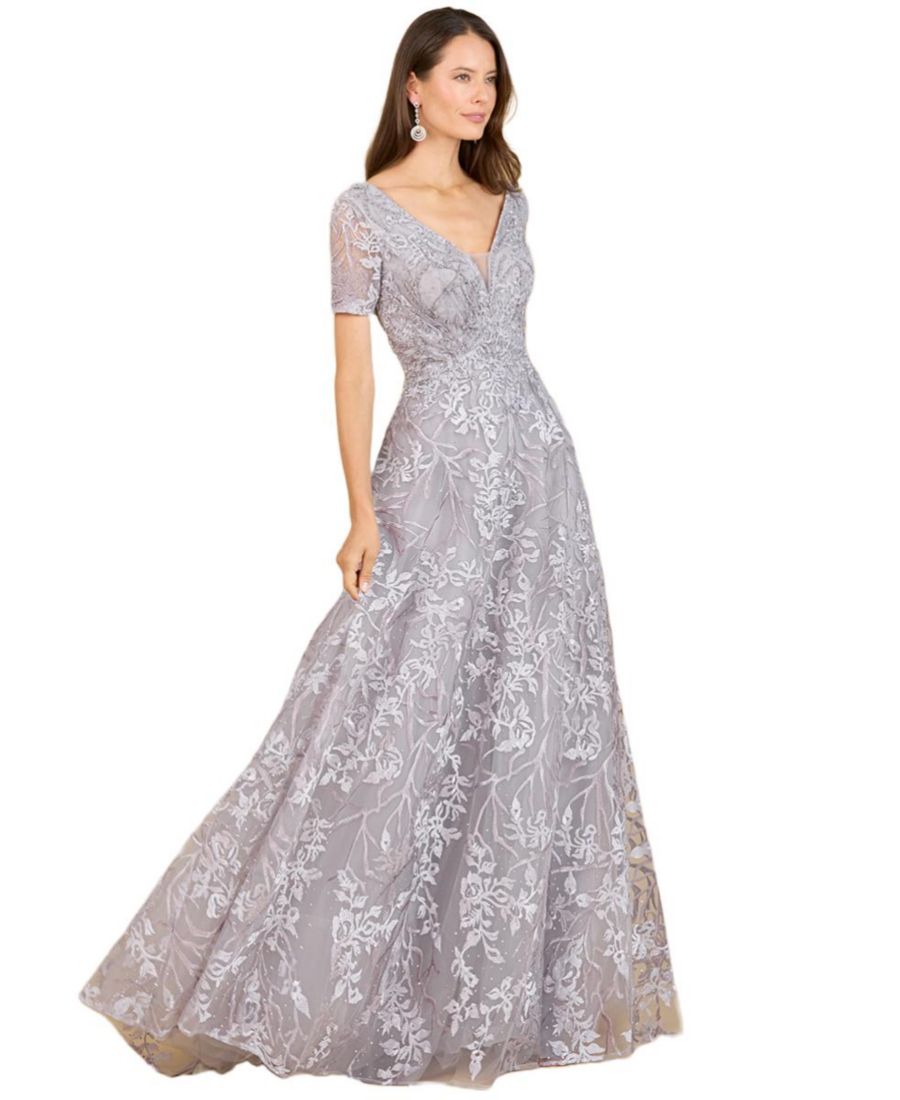 

Женское кружевное платье А-силуэта с короткими рукавами и V-образным вырезом Lara, Stone