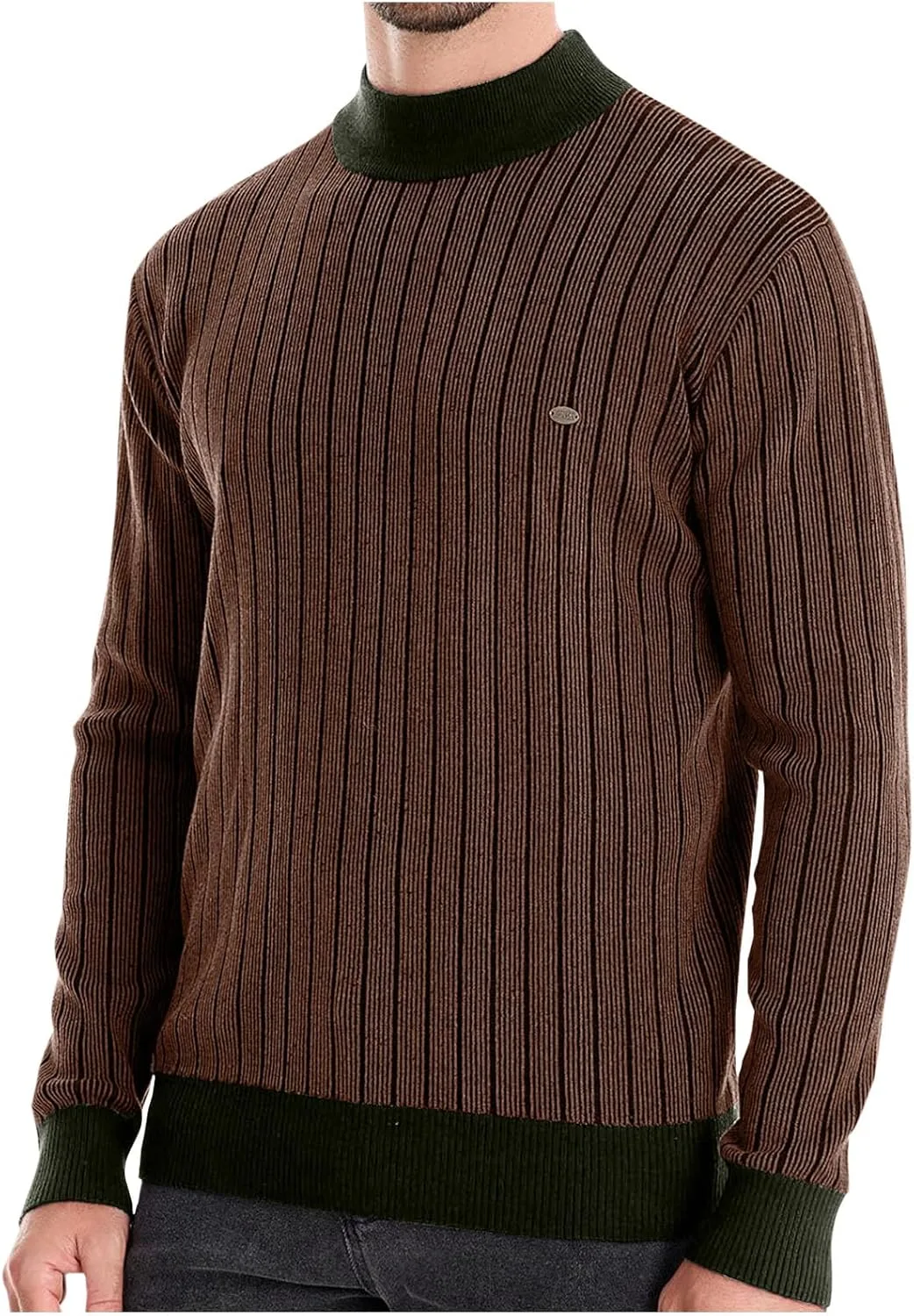 

Мужской свитер с полосками и цветными блоками, длинный рукав AQAYL