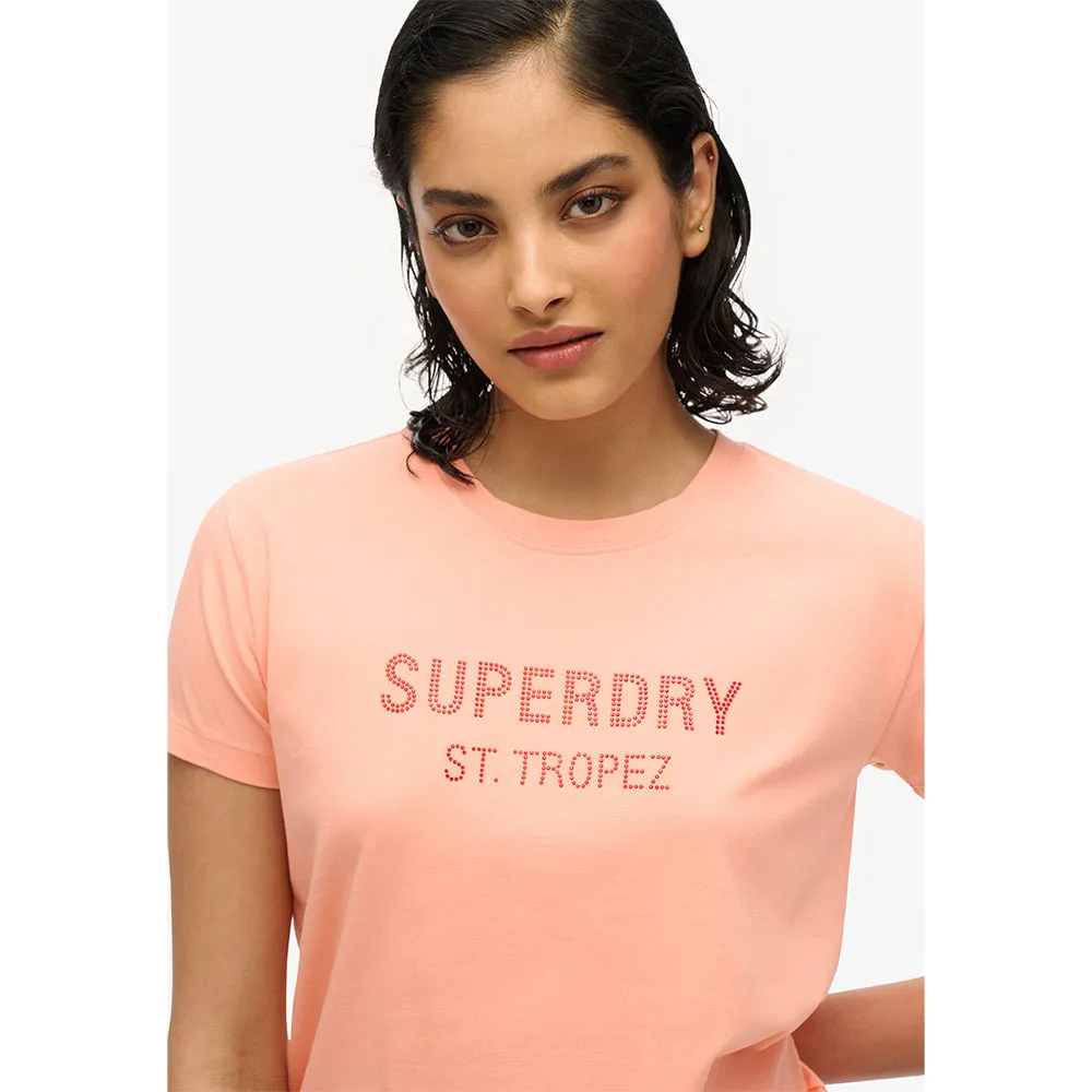 Футболка с коротким рукавом Superdry Sport Luxe Fitted, розовый — фото 2