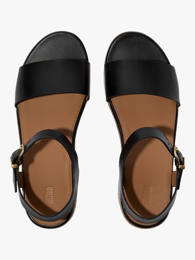 Сандалии platfforms из смесовой кожи на каблуке с ремешком на щиколотке FitFlop, черный — фото 4