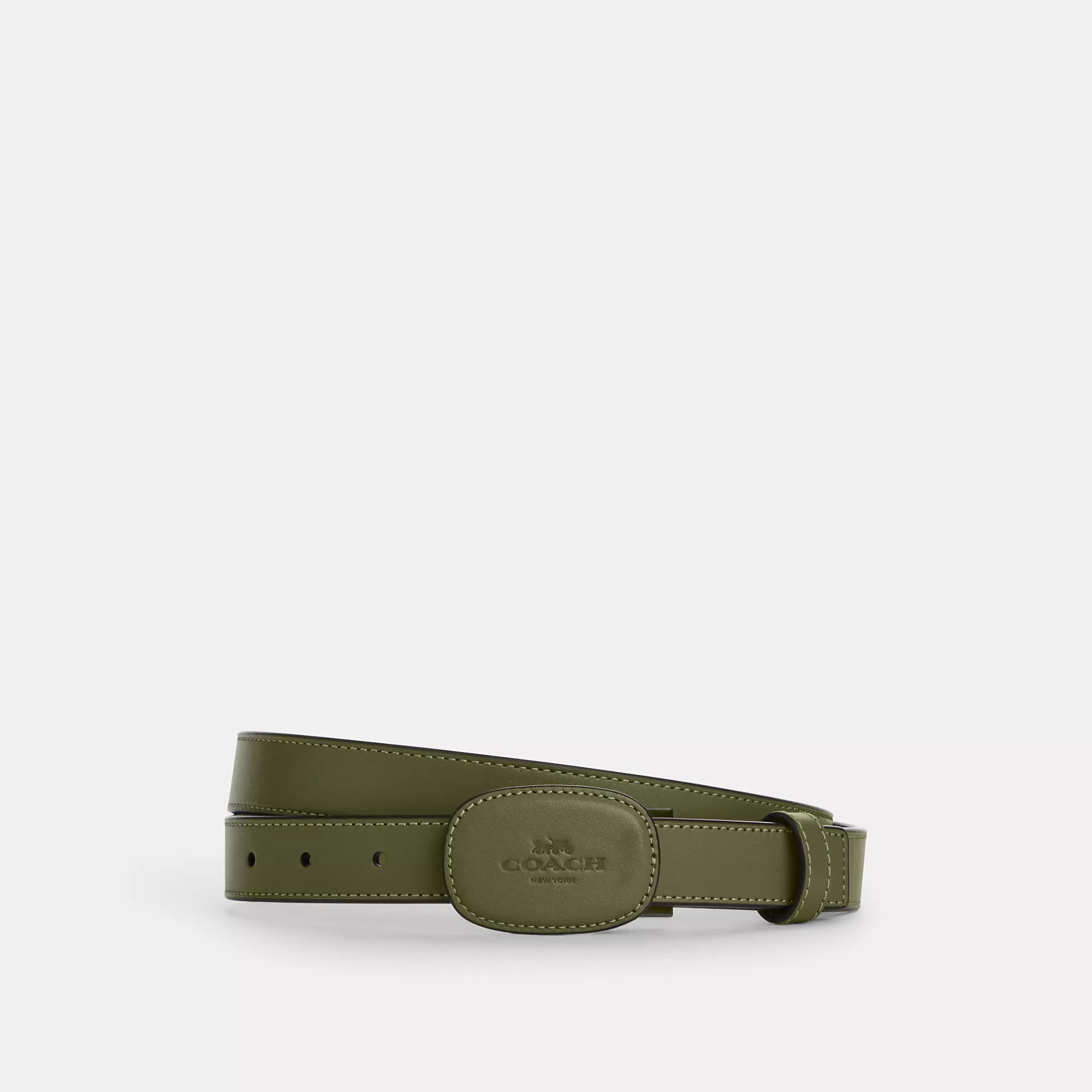 

Пряжка Coach Outlet Plaque Buckle, обрезанная по размеру, двусторонний ремень Eliza, 25 мм, хаки