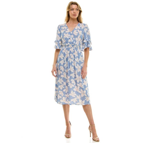 

Женское платье с присборенной талией и запахом Luxology, цвет chambray ivory